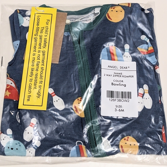 ANGEL DEAR, 2 Way Zipper Romper, Bowling Print, Various Sizes - Picture 3 of 5